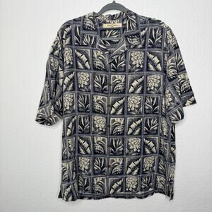 Tommy Bahama Mens Shirt Size L Blue Short Sleeve Hawaiian Button Down Collared